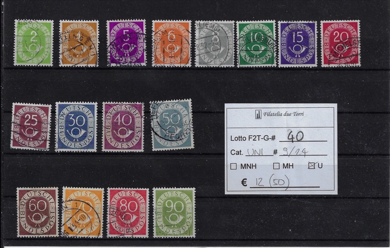 1951 - 1952 Cifra e corno di posta Unif dal 9 al 24