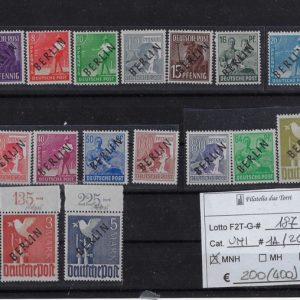1948 Francobolli Zone AIS sovrastampati in nero BERLIN Unif 1a/20a Certificato
