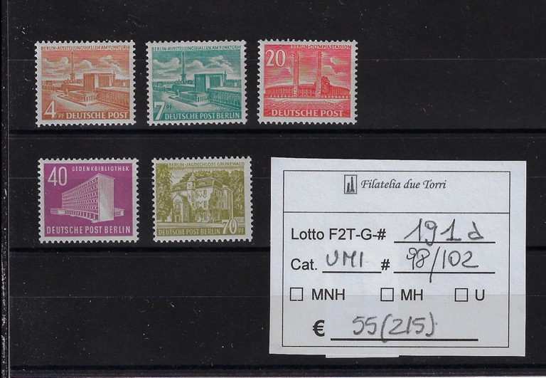 1953 - 1954 Monumenti di Berlino Unif 98/102