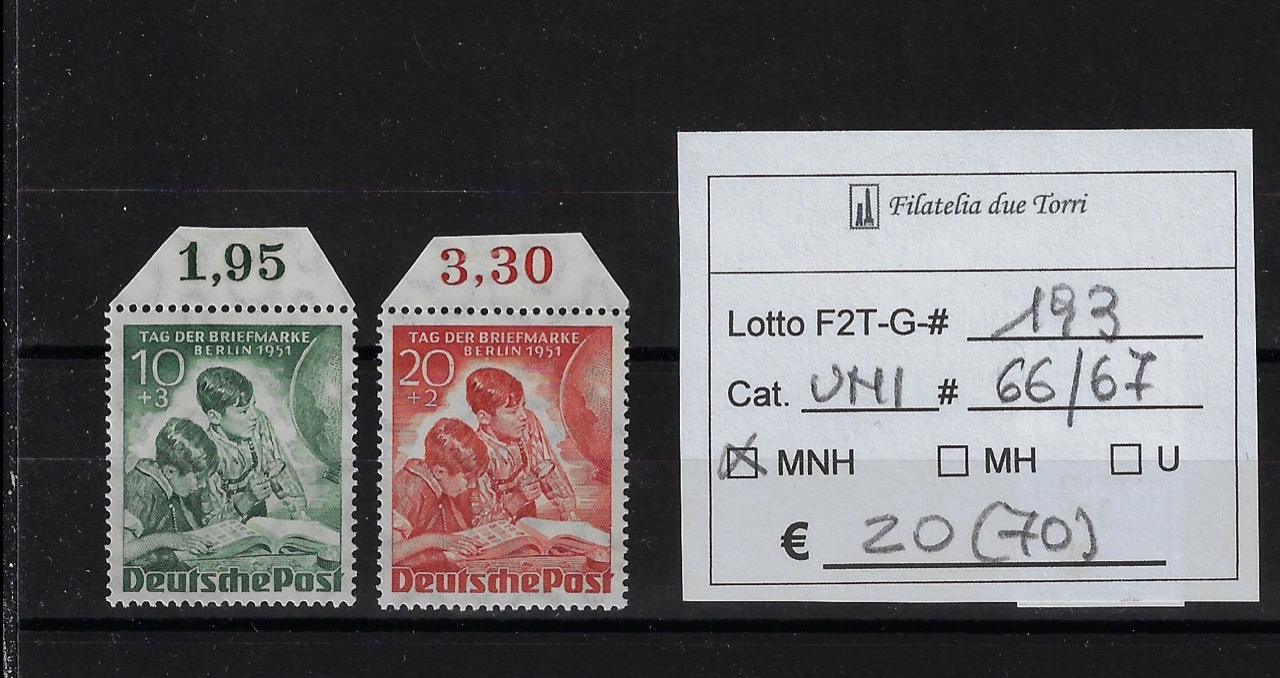 1951 Giornata del francobollo Unif 66/67