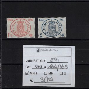 1931 75° I° francobollo finlandese serie Unif dal 164 al 165