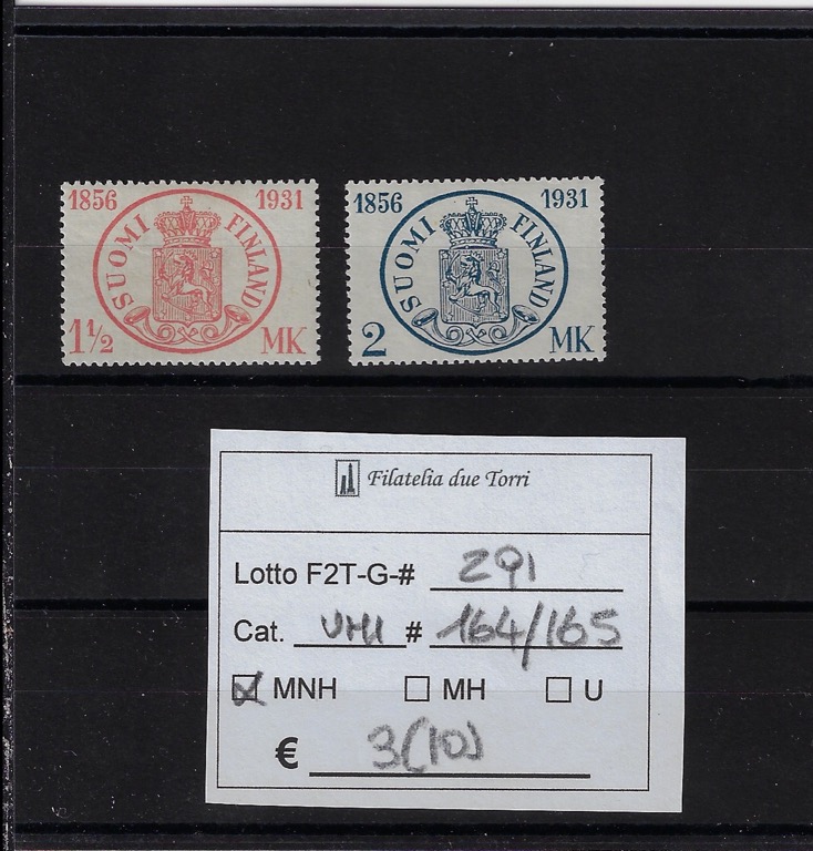 1931 75° I° francobollo finlandese serie Unif dal 164 al 165