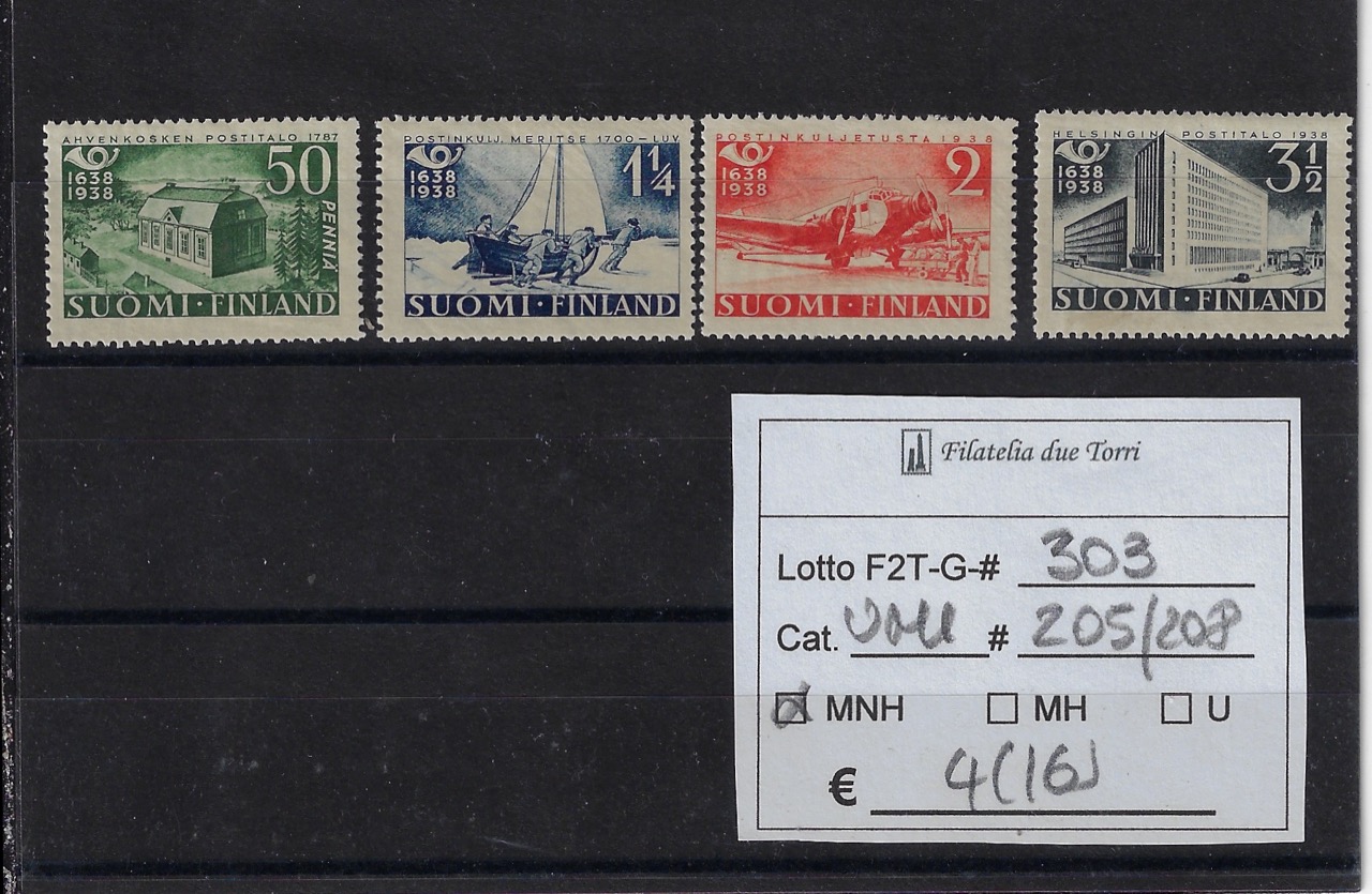 1938 Poste Finlandesi Unif 205/208