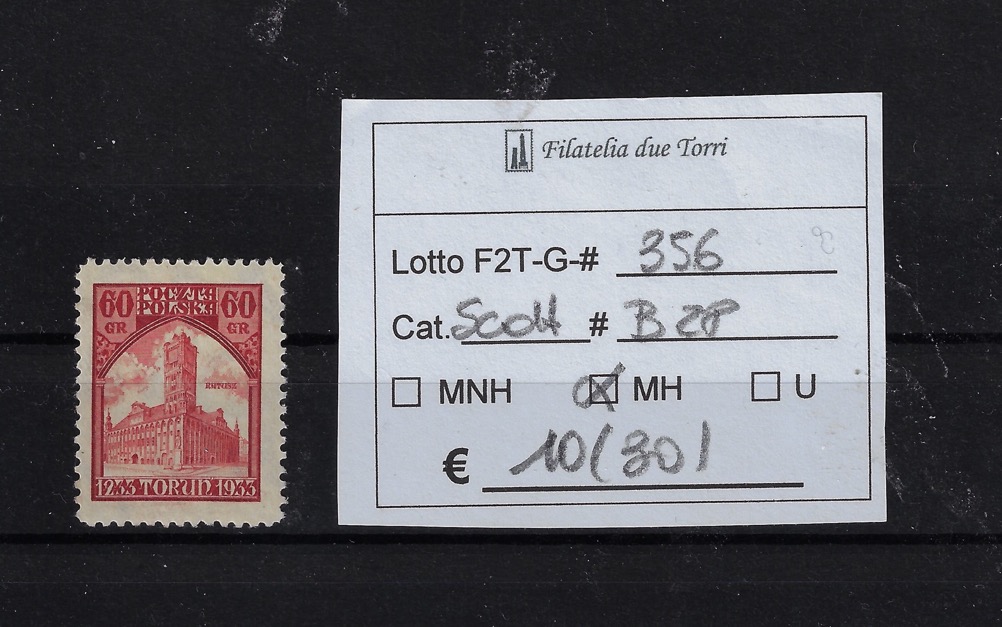 1933 Torun francobollo singolo Scott B28