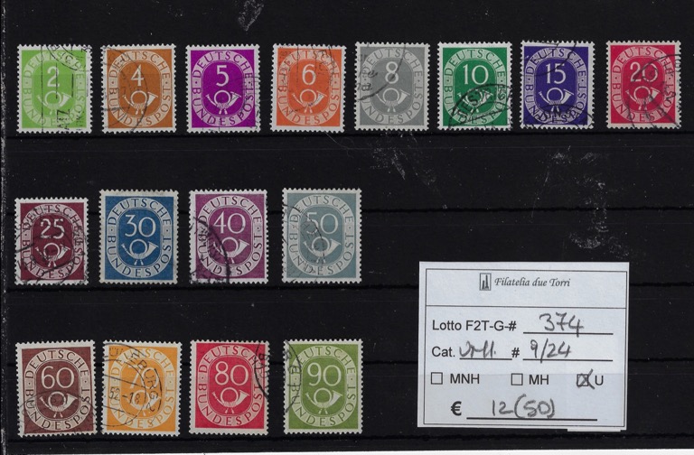 1951 - 1952 Corno di posta Unif da 9 a 24