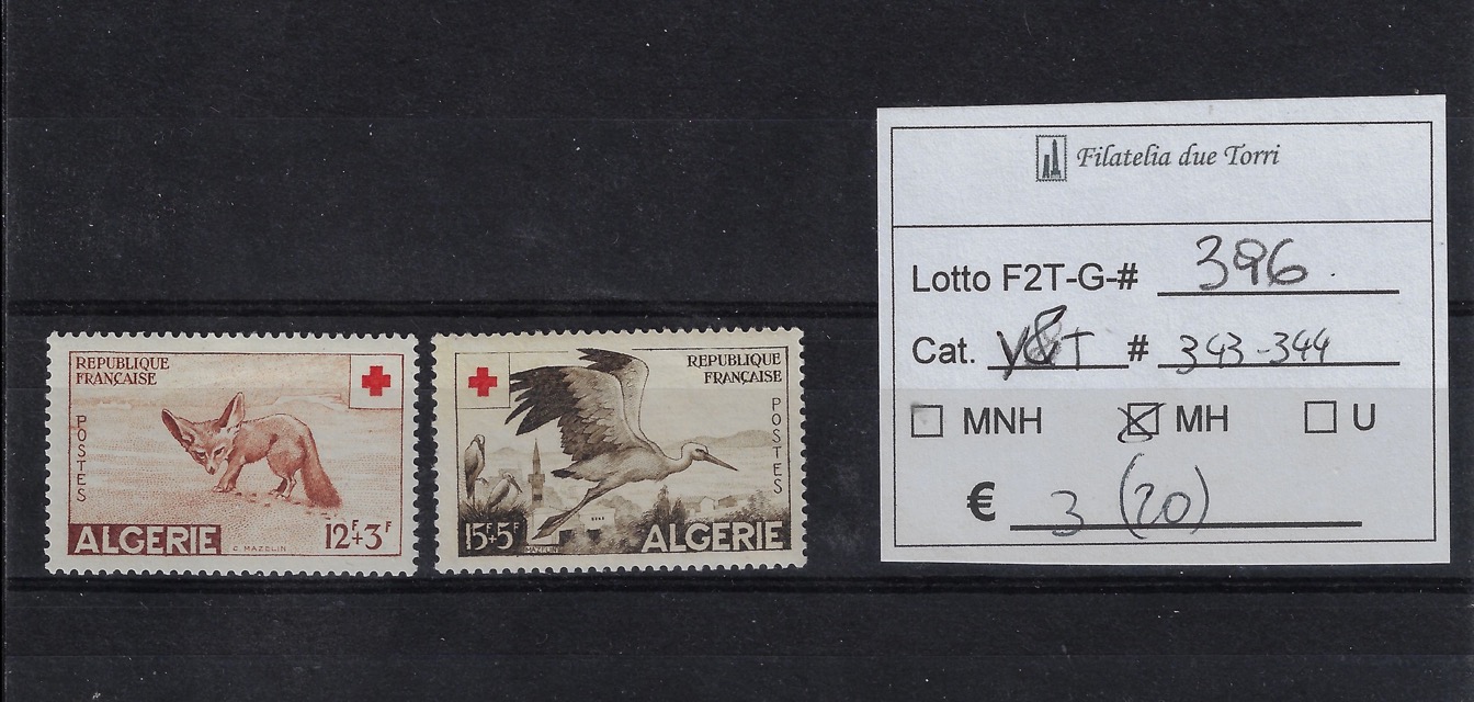 1957 Semi postal Yvert & Tellier 343/344