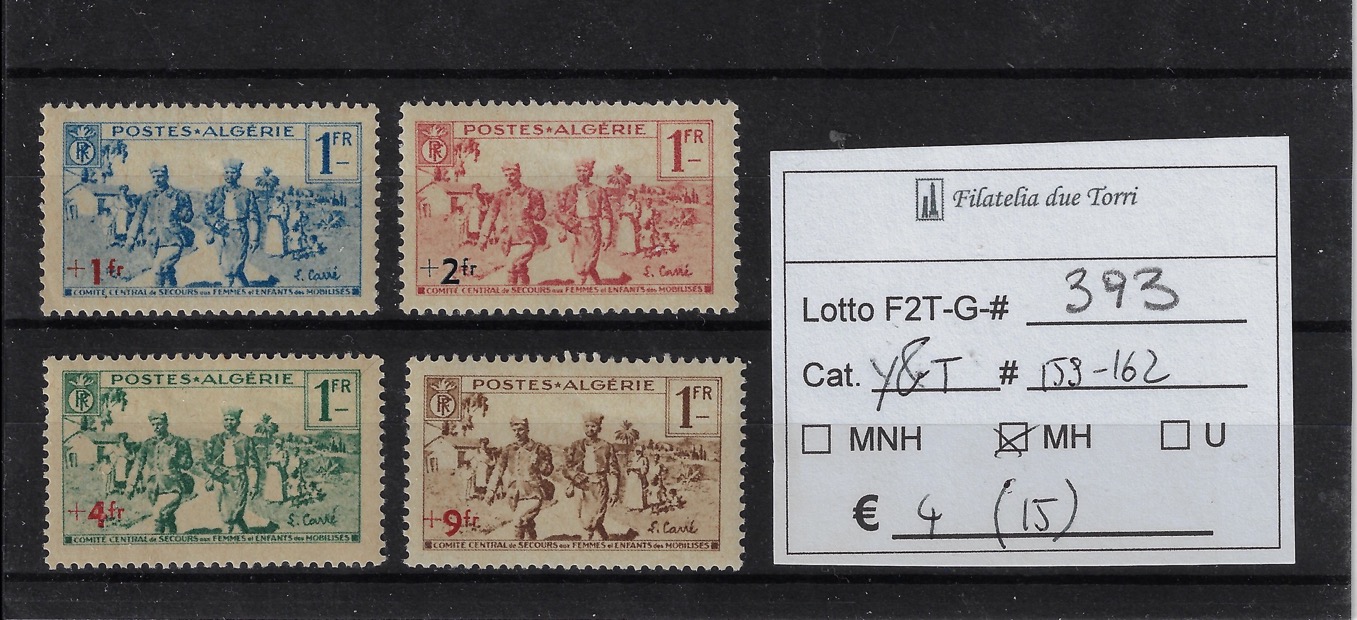 1940 A favore dei soldati algerini Yvert & Tellier 159/162
