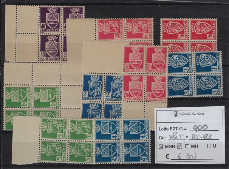 1942 - 1943 Stemmi Yvert & Tellier 175/183 quartine.