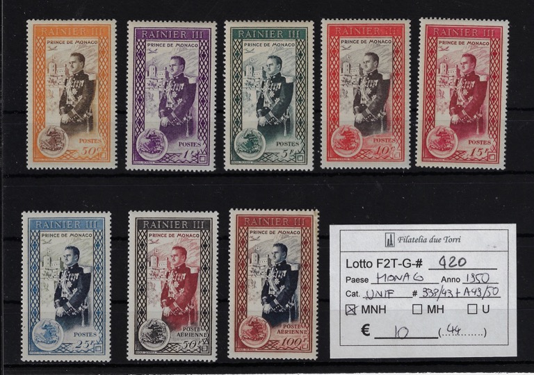 1950 Effigie Ranieri III Unif 338/343 + A49/A50