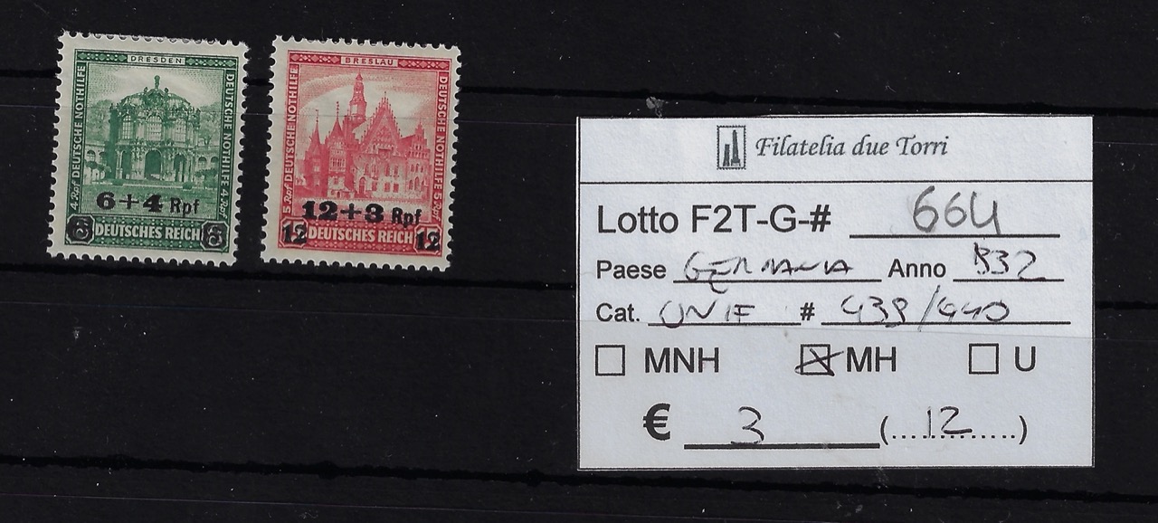 1932 Francobolli sovrastampati nuovo valore Unif 439/440