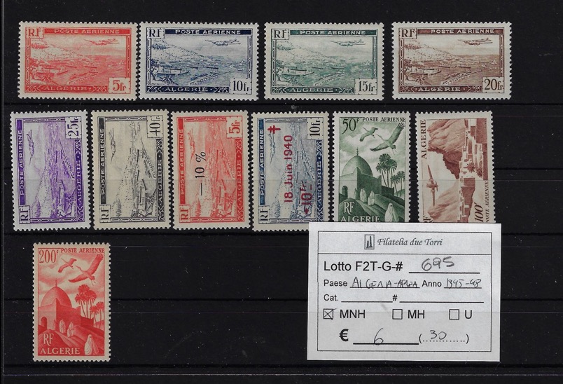 1945 - 1948 Posta aerea selezione Yvert & Tellier numeri vari