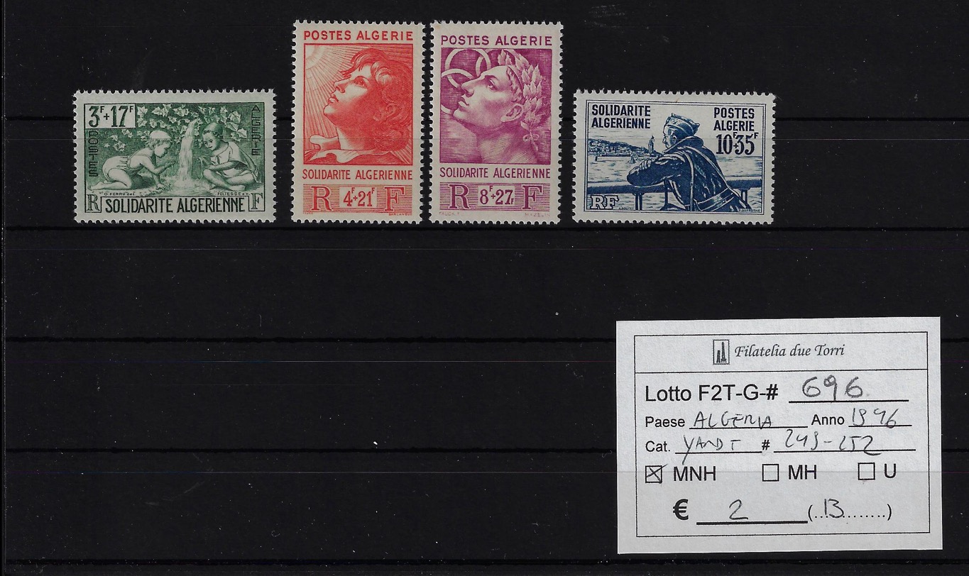 1946 Solidarietà algerina Yvert & Tellier 249/252