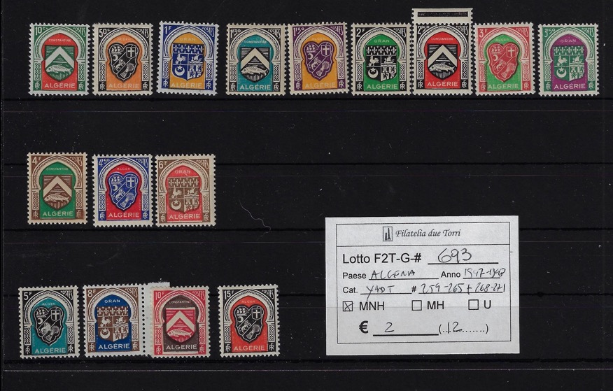 1947 - 1948 Stemmi selezione Yvert & Tellier numeri vari