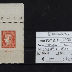 1949 Centenario francobolli Yvert & Tellier 841