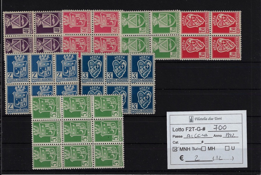 1942 Stemmi selezione Yvert & Tellier numeri vari Blocchi di 6