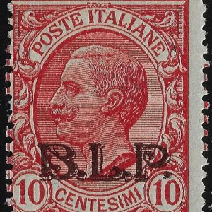 1920 B. L. P. - BLP 10 c. rosa sopr. azzurra