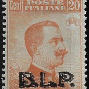 1923 B. L. P. - BLP 20 c. arancio sopr. Nera