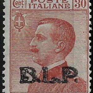 1923 B. L. P. - BLP 30 c. bruno arancio sopr.Nera
