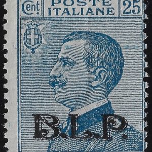 1922 B. L. P. - BLP 25 c. azzurro sopr.Nera