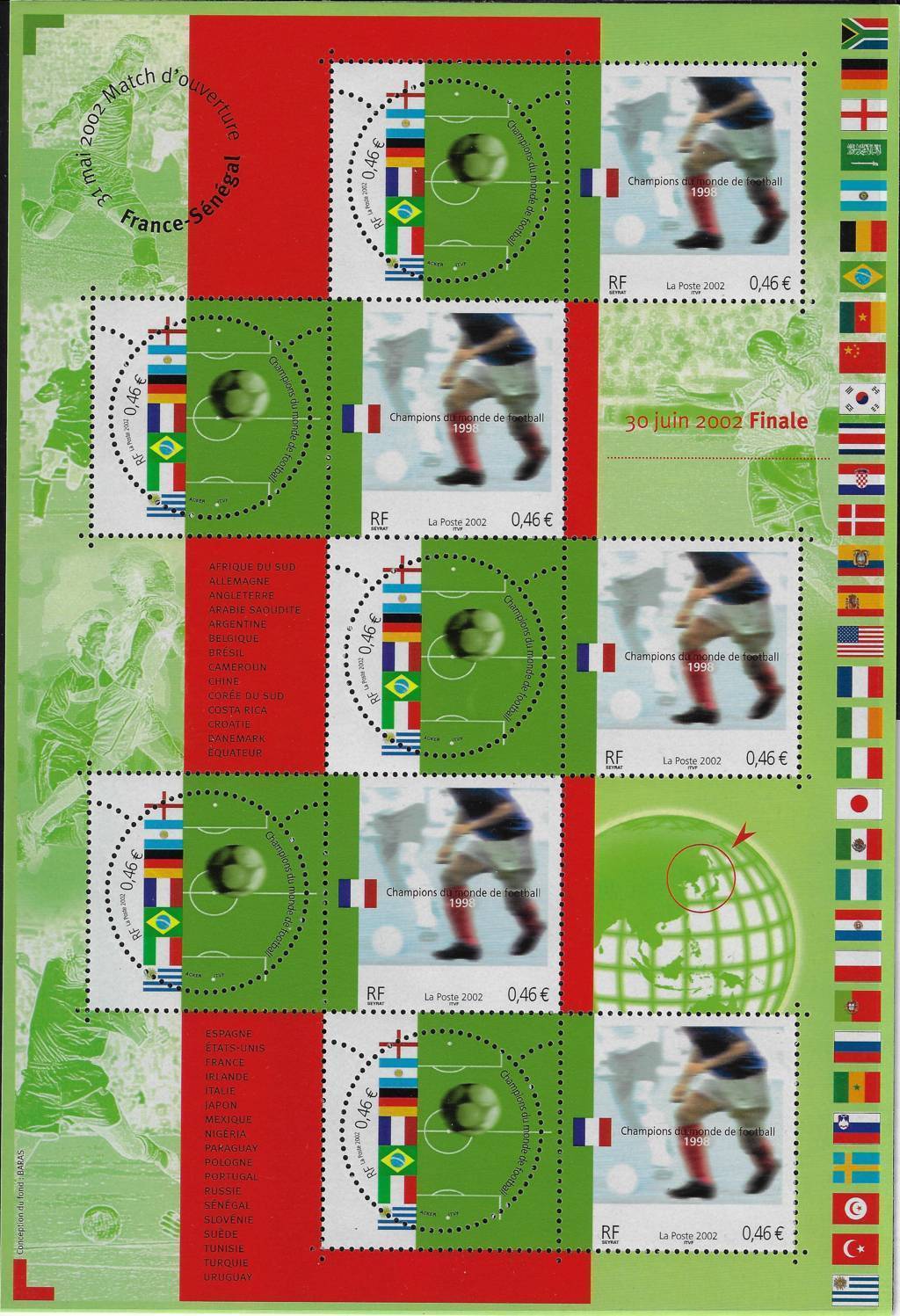 2002 Francia Camp. del Mondo Foglietto Congiunta