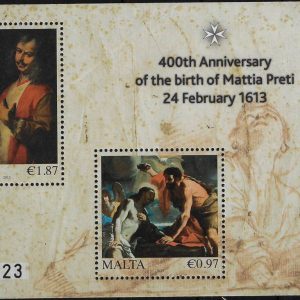 2013 Malta Mattia Preti Foglietto Congiunta
