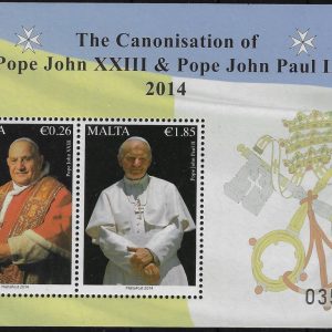 2014 Malta Canonizzazione 2 Papi Foglietto congiunta