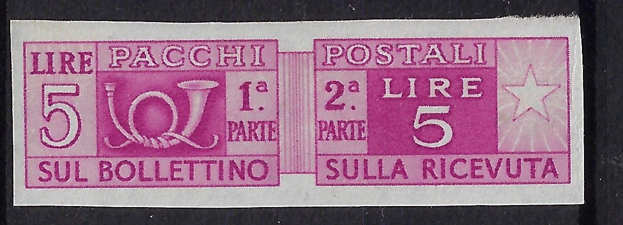 1946 Pacchi postali £. 5 non dentellato