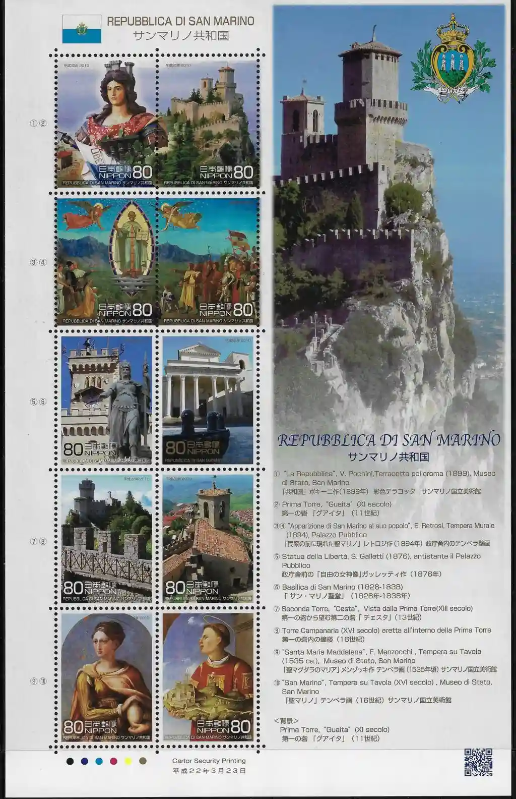 2010 Giappone Amicizia Foglietto congiunta