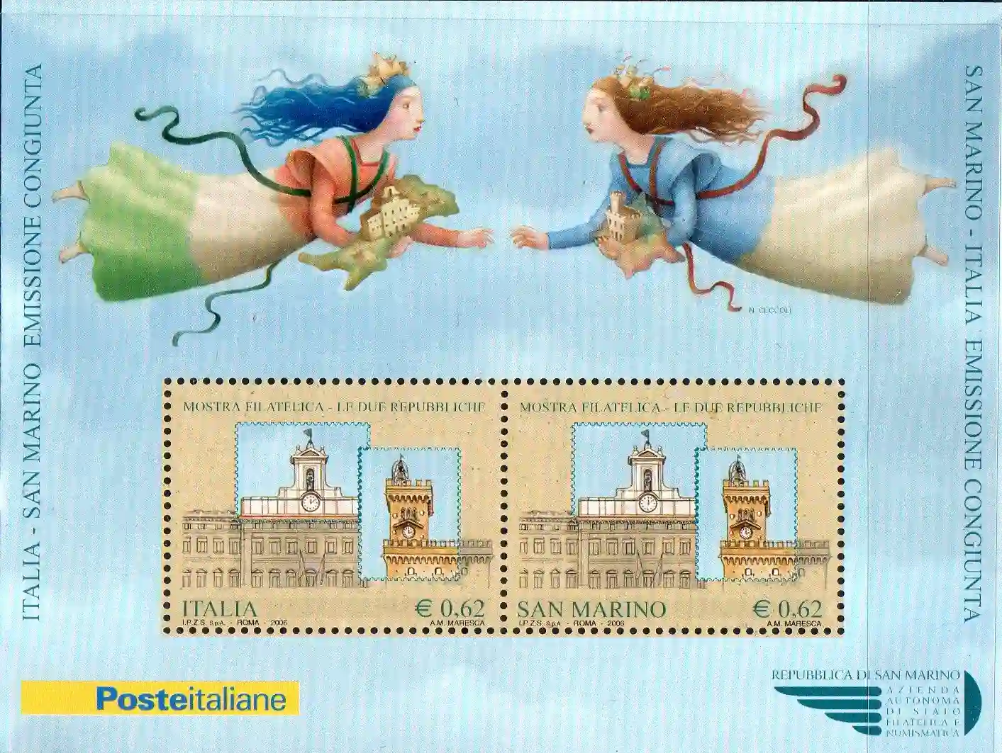 2006 San Marino Le Due Repubbliche Foglietto Congiunta