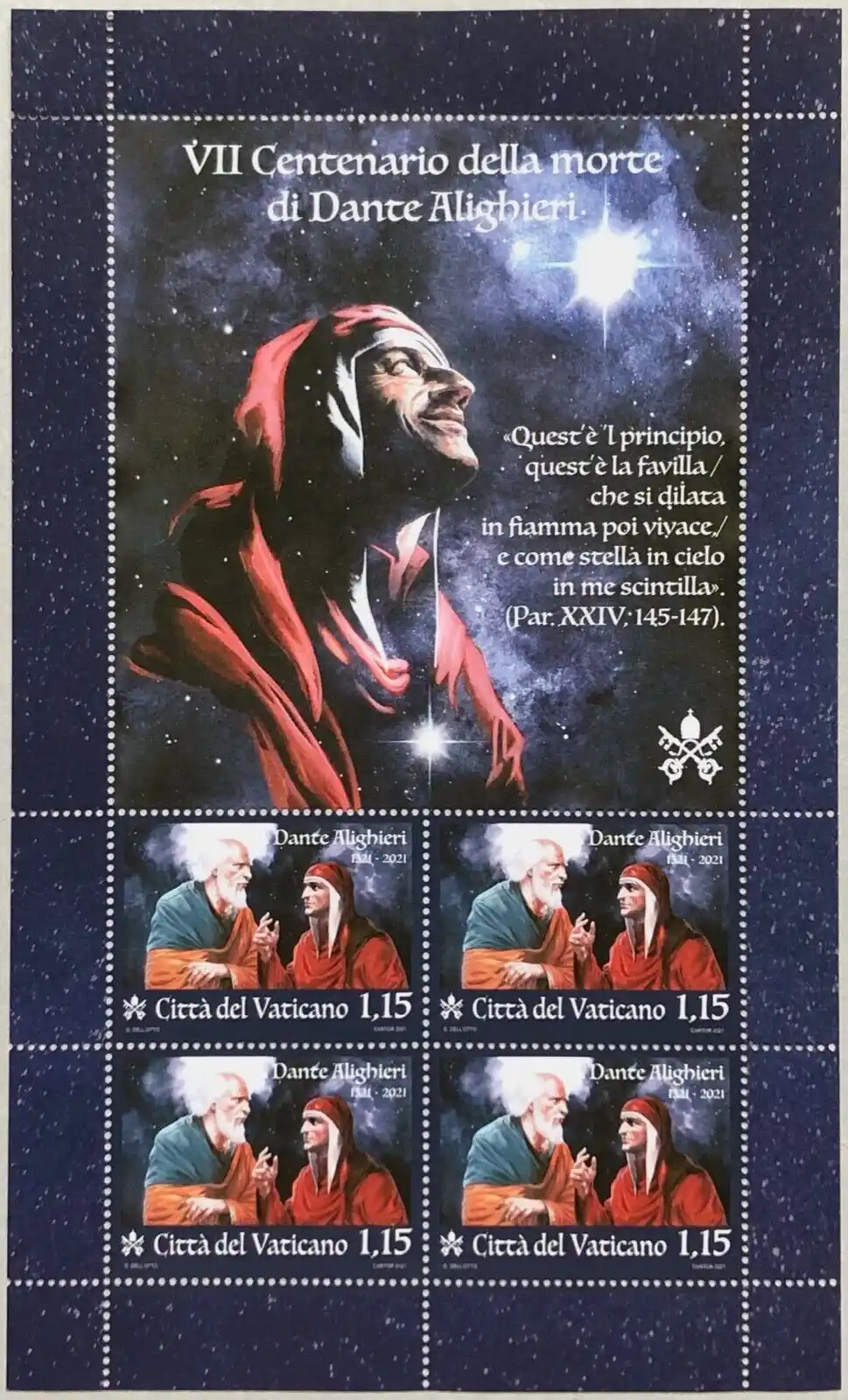 2021 Vaticano 700° Dante Minifoglio Congiunta