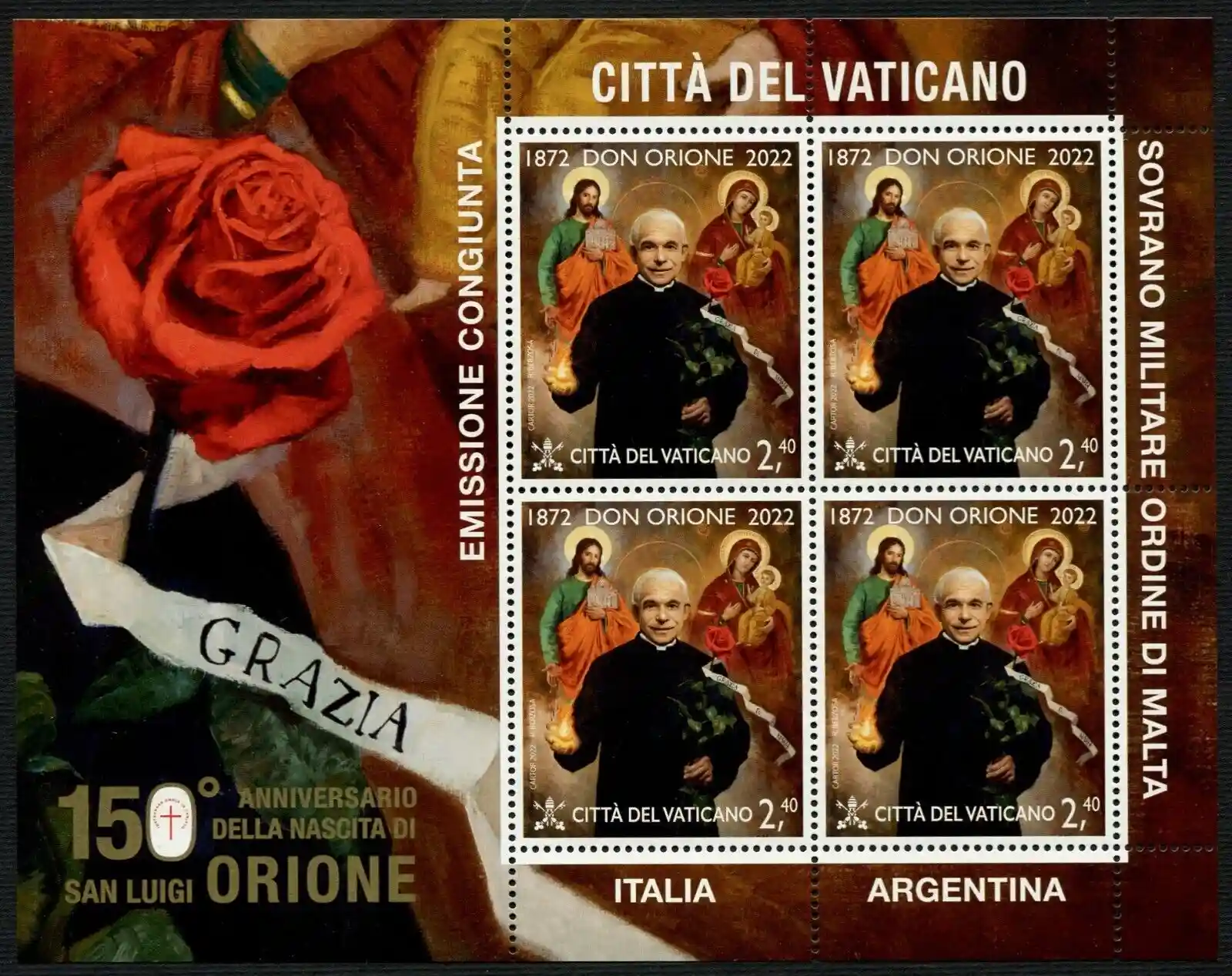 2022 Vaticano Don Orione Minifoglio Congiunta