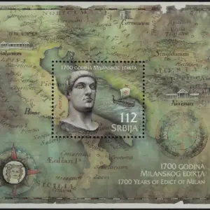 2013 Serbia Editto di Milano Foglietto Congiunta