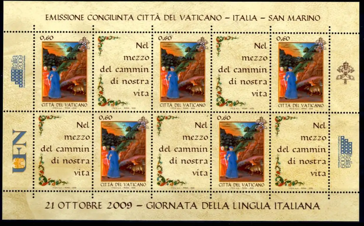 2009 Vaticano Lingua Italiana Foglietto congiunta