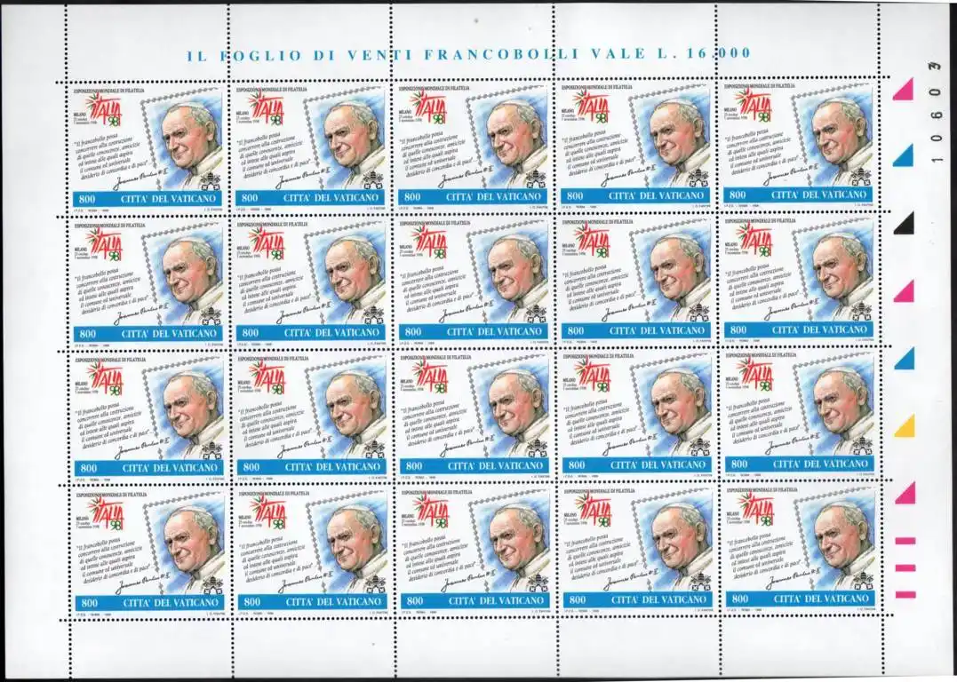 1998 Vaticano Italia'98 minifoglio Congiunta