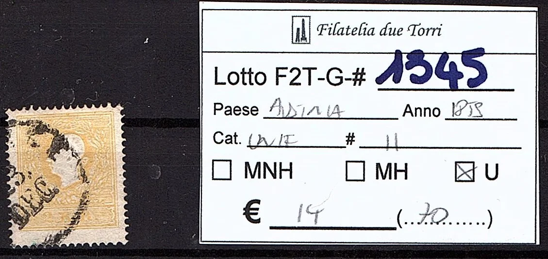 1859 Effigie Francesco Giuseppe francobollo singolo Catalogo Unificato 11