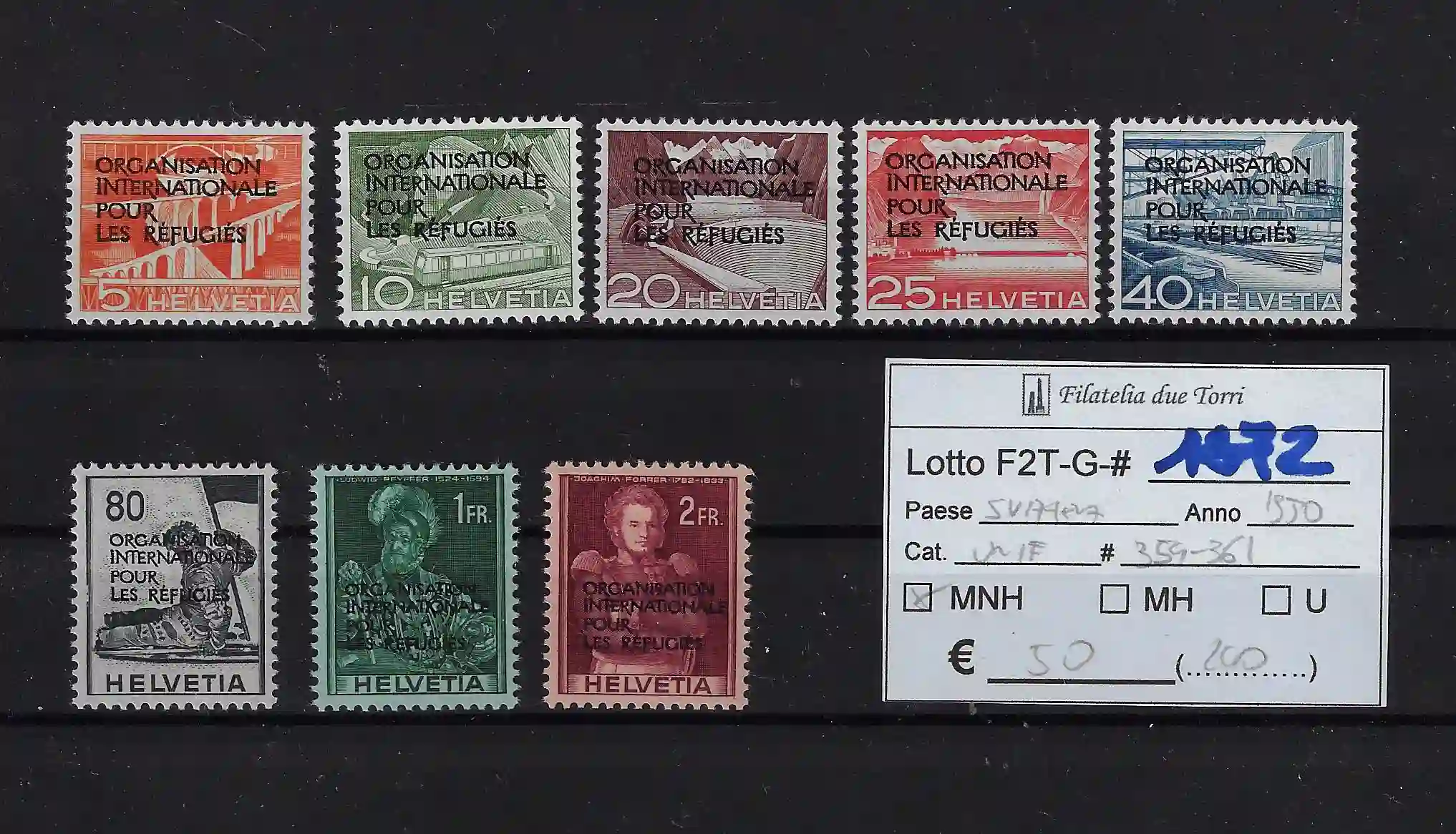 1950 Sovrastampati Rifugiati serie completa Unif 354/361