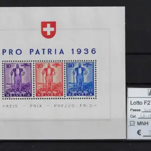 1936 Pro Patria foglietto Catalogo Unificato BF2