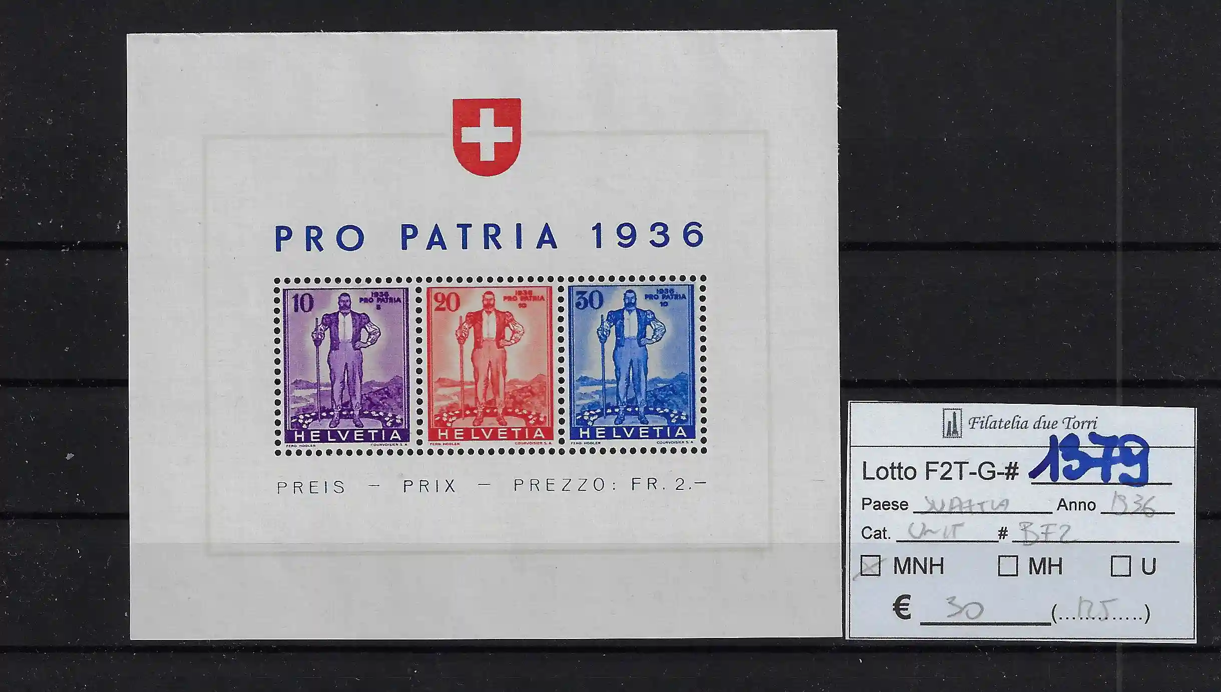 1936 Pro Patria foglietto Catalogo Unificato BF2
