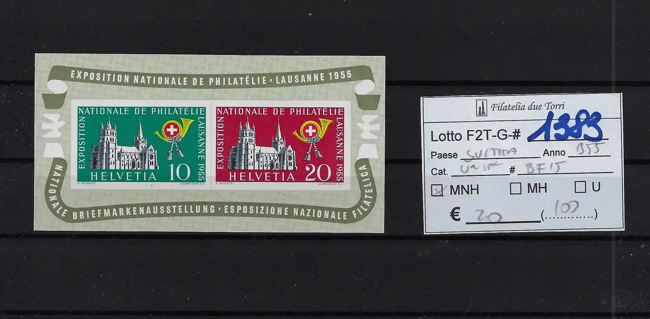 1955 Filatelia foglietto Catalogo Unificato BF15