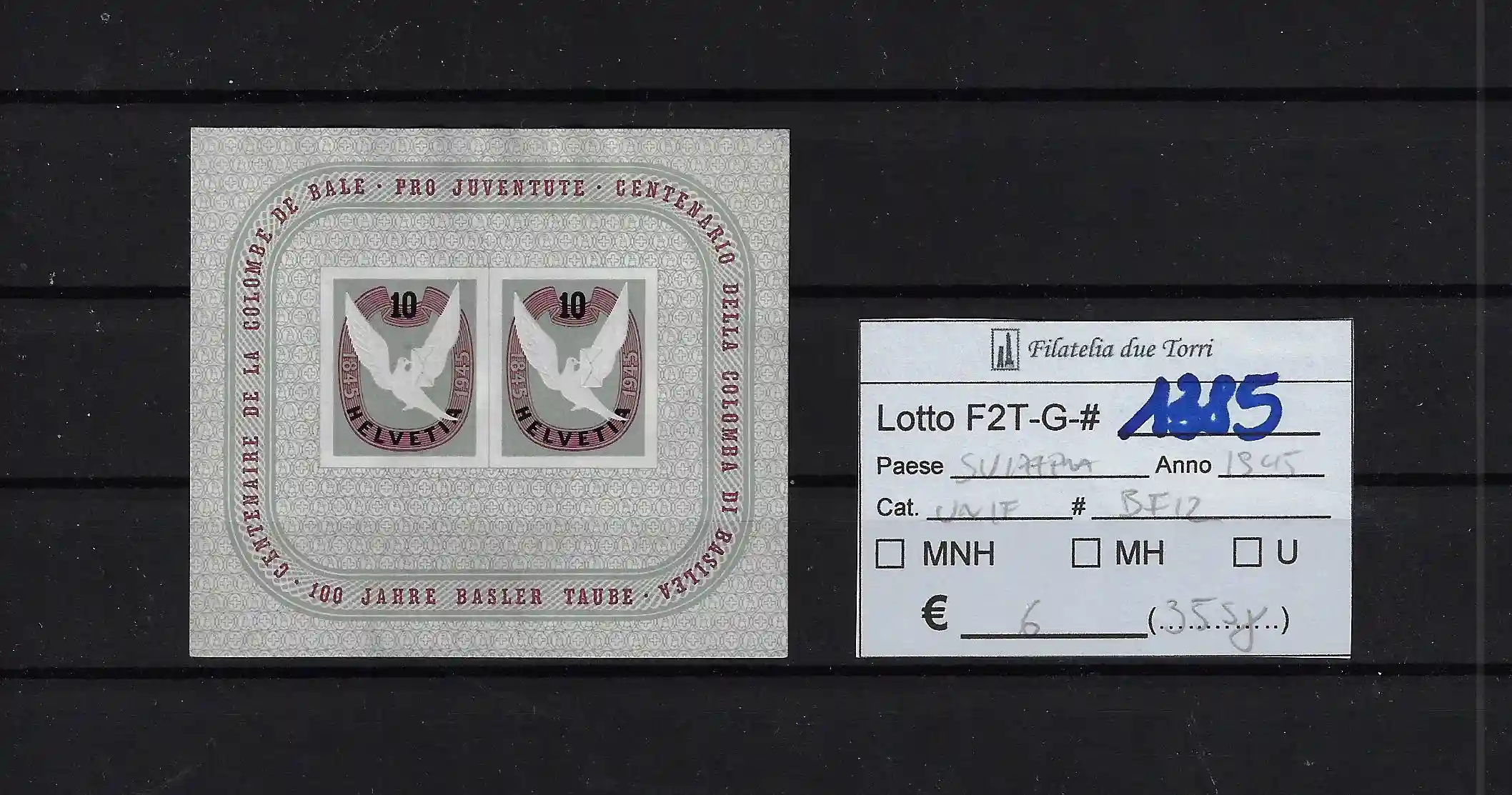 1945 Filatelia foglietto Catalogo Unificato BF12. SENZA GOMMA.