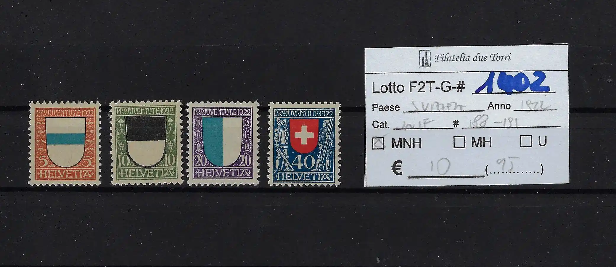 1922 Pro Juventute serie completa Catalogo Unificato 188/191