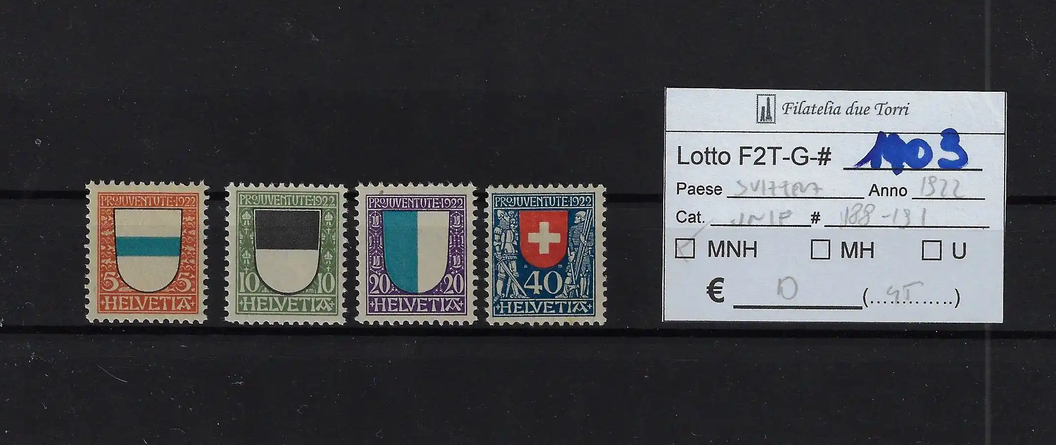 1922 Pro Juventute serie completa Catalogo Unificato 188/191