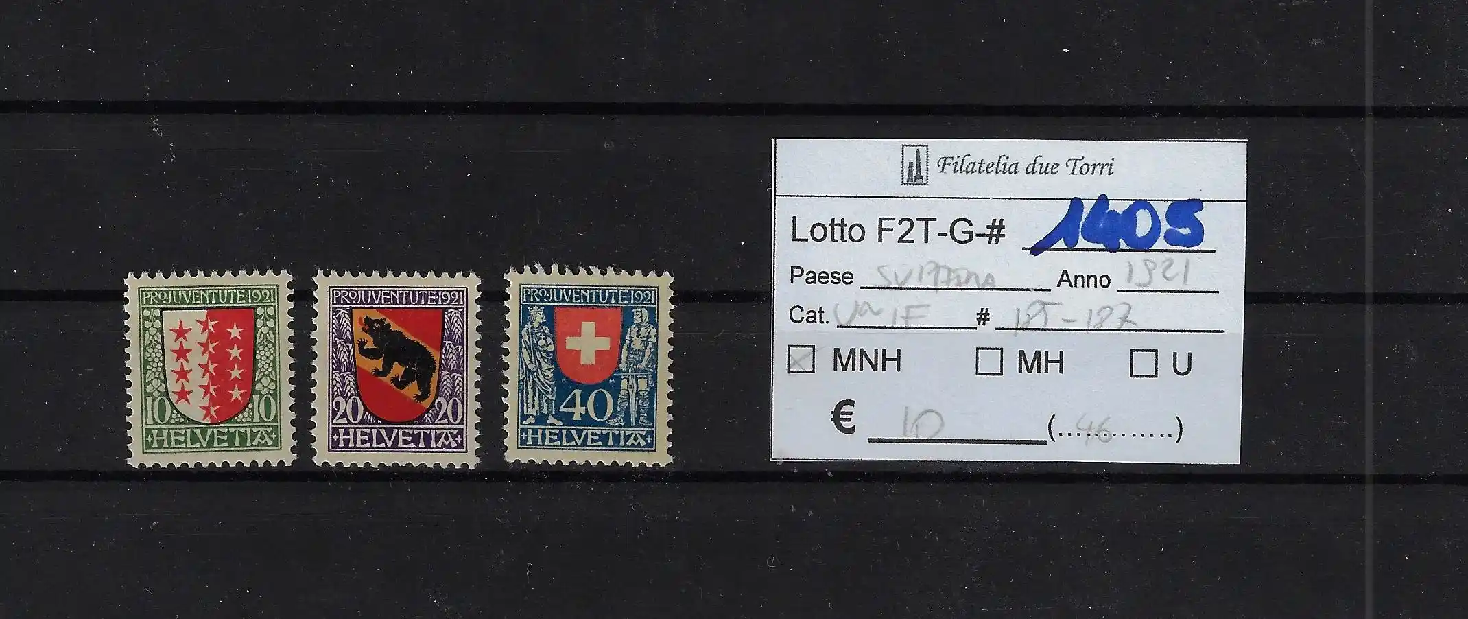 1921 Pro Juventute serie completa Catalogo Unificato 185/187