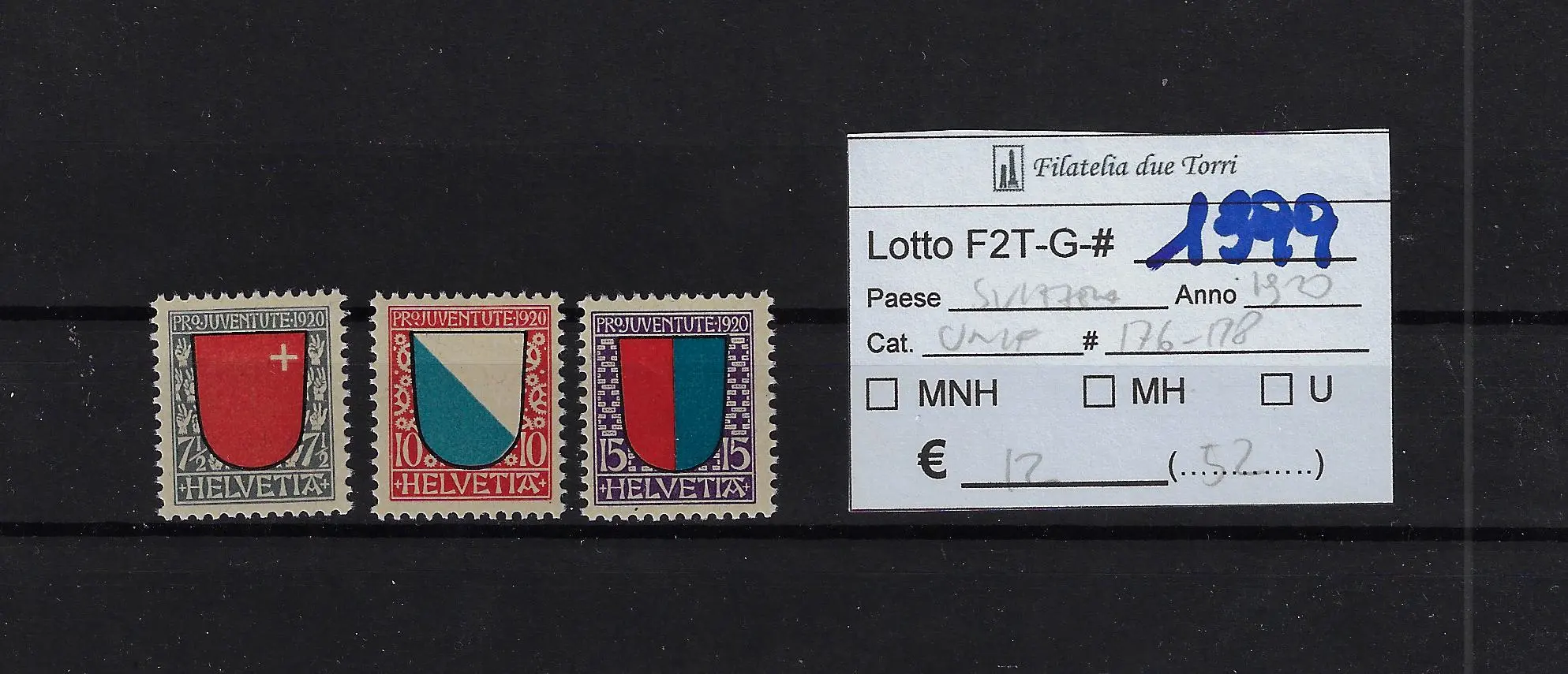 1920 Pro Juventute serie completa Catalogo Unificato 176/178