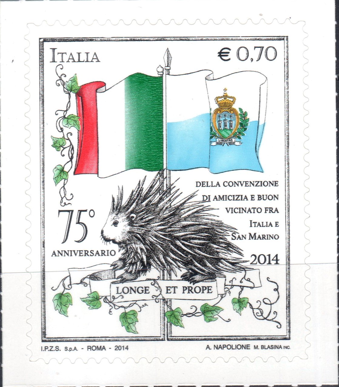 2014 75° Amicizia Italia con Repubblica di San Marino