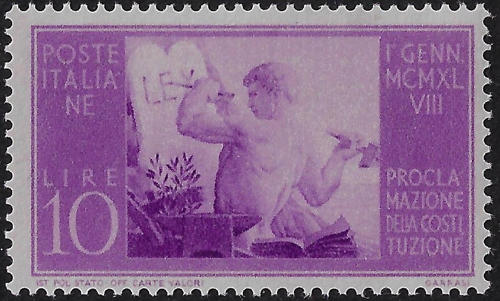 1948 £ 10 Proclamazione della Costituzione