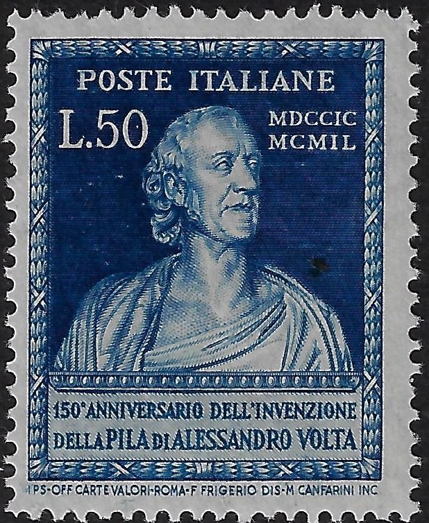 1949 £ 50 150° Anniversario della Pila di A. Volta