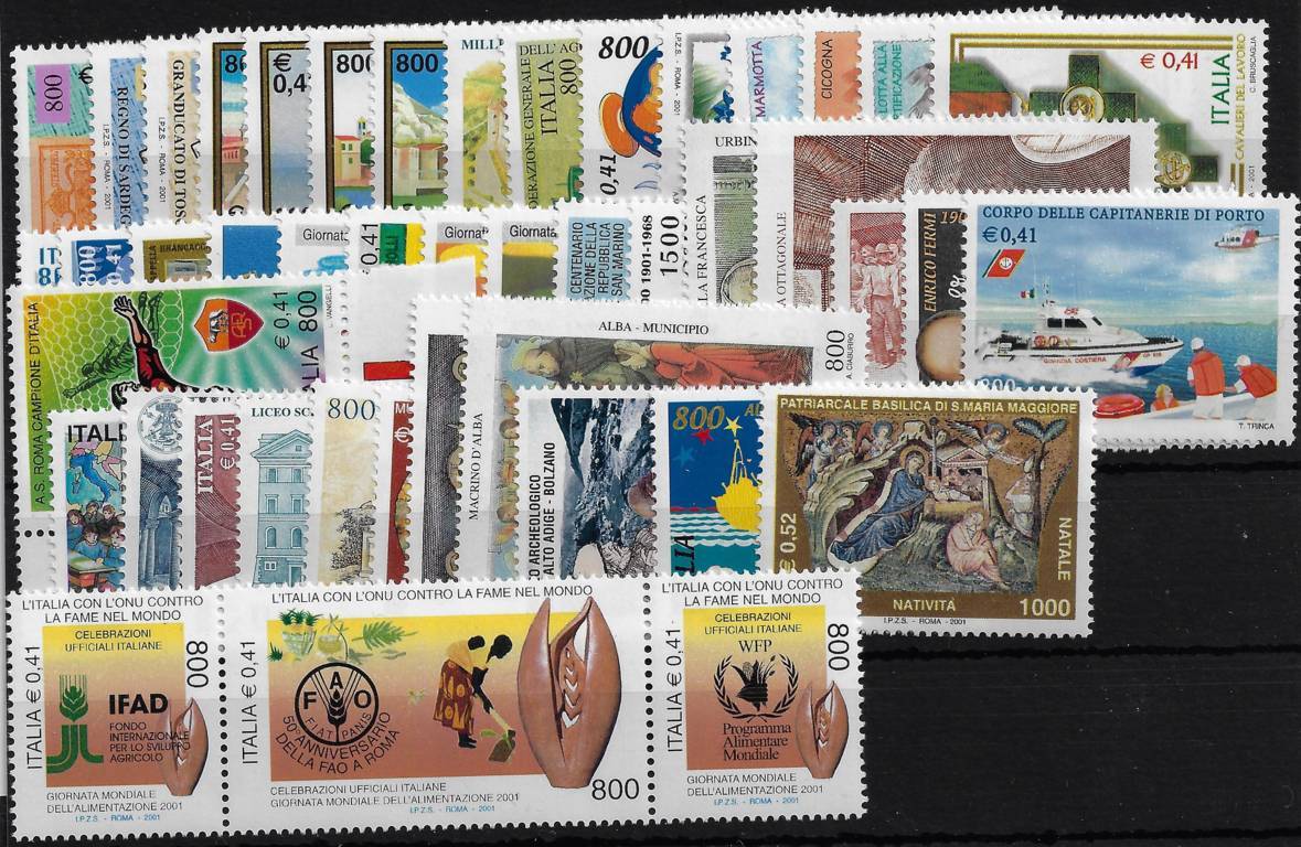 2001 Annata completa senza foglietti