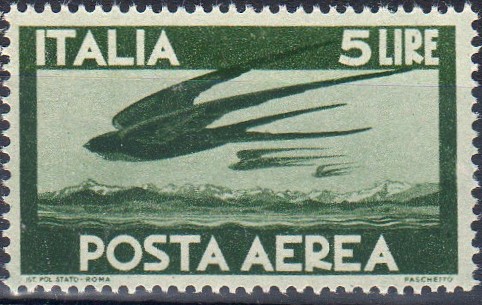 1945 Posta Aerea Democratica £ 5