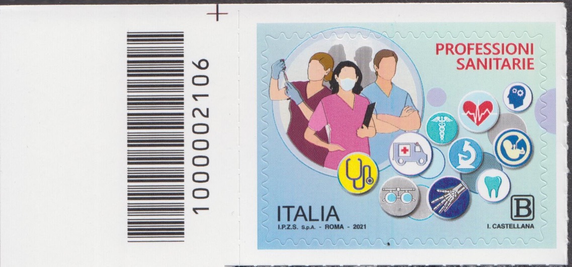 2021 Italia Repubblica Professioni sanitarie  barre alto sinistro